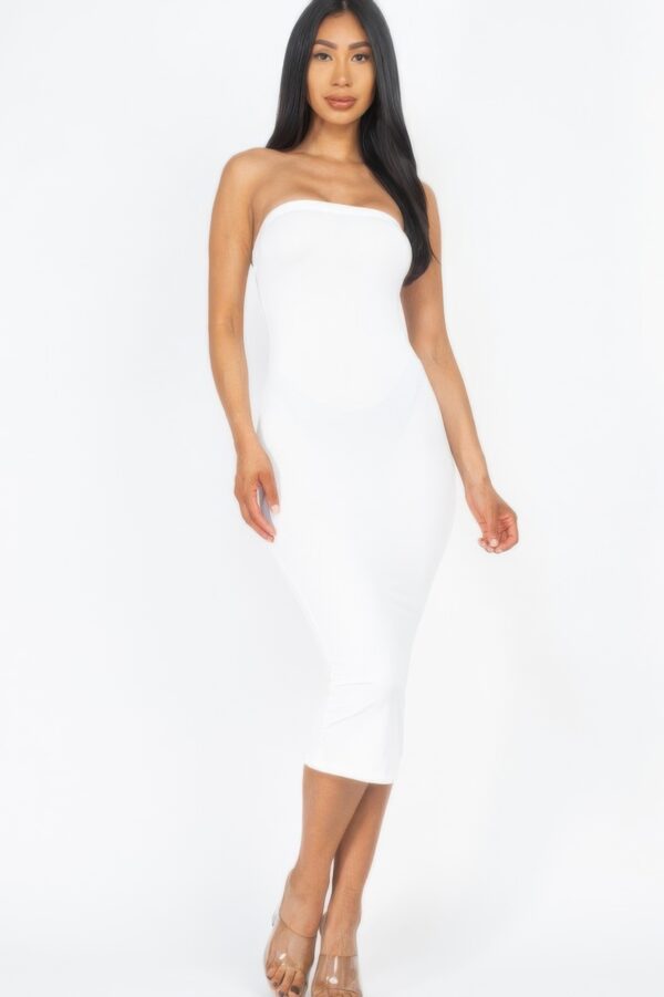 Strapless Tube Bodycon Midi Dress – Streamlined Silhouette