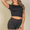 Short Sleeve Roundneck Crop Top – Fitted Crop