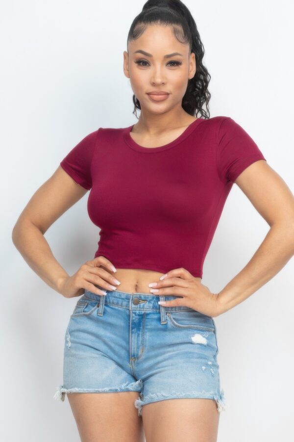 Short Sleeve Roundneck Crop Top – Fitted Crop