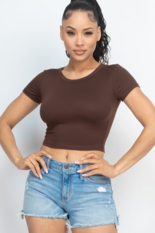 Short Sleeve Roundneck Crop Top – Fitted Crop