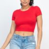 Short Sleeve Roundneck Crop Top – Fitted Crop