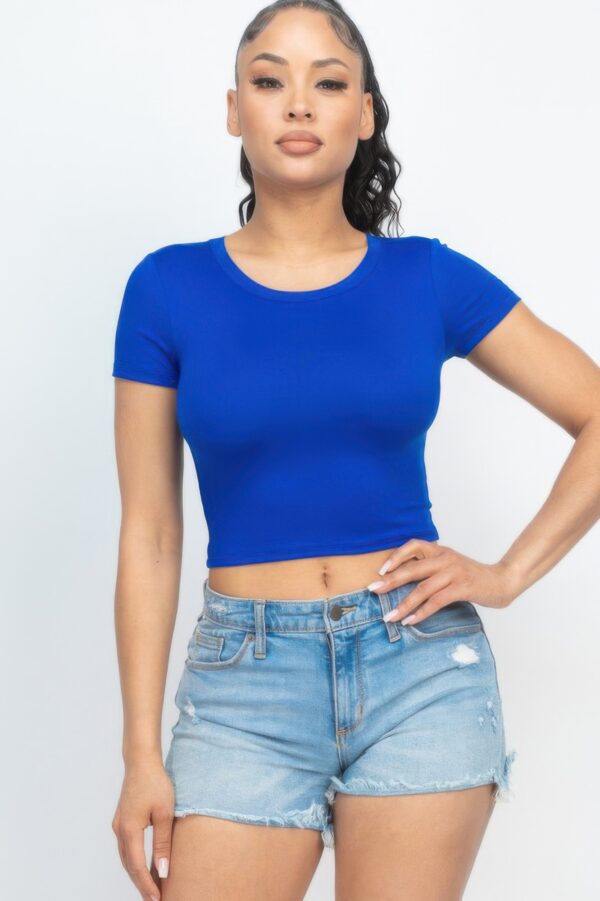 Short Sleeve Roundneck Crop Top – Fitted Crop
