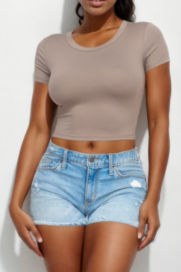 Short Sleeve Roundneck Crop Top – Fitted Crop