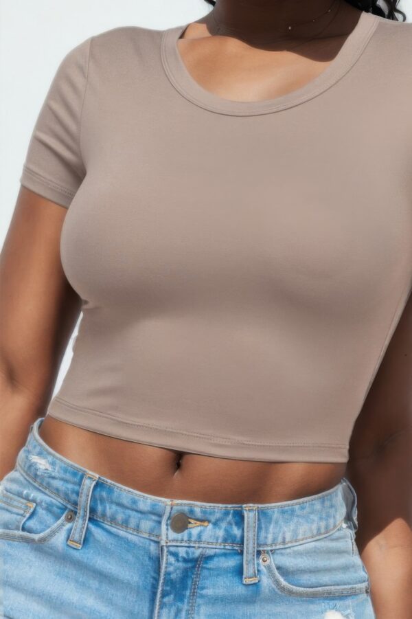 Short Sleeve Roundneck Crop Top – Fitted Crop
