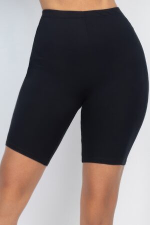 High-Waist Bike Shorts – Knee-Length Stretch