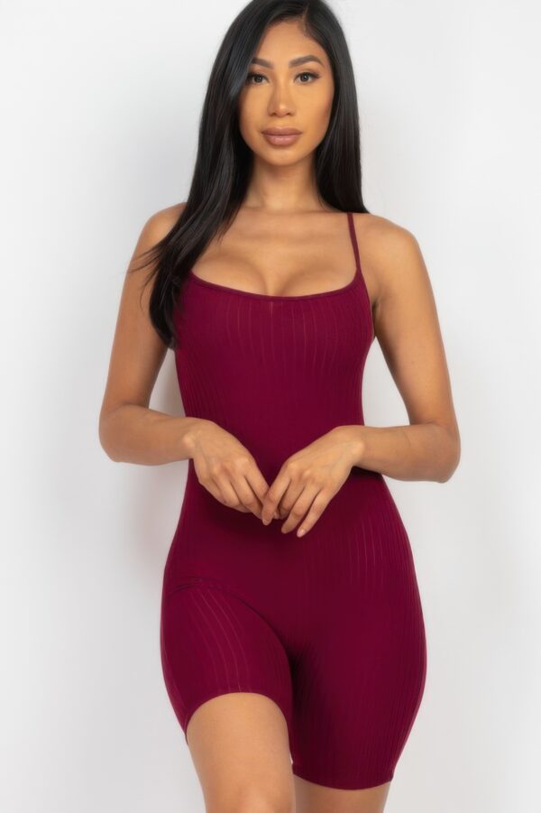 Ribbed Bodycon Romper – Scoop Neck & Spaghetti Straps