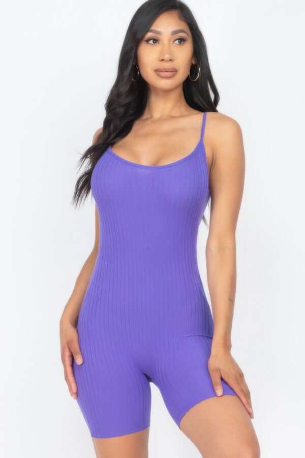 Ribbed Bodycon Romper – Scoop Neck & Spaghetti Straps