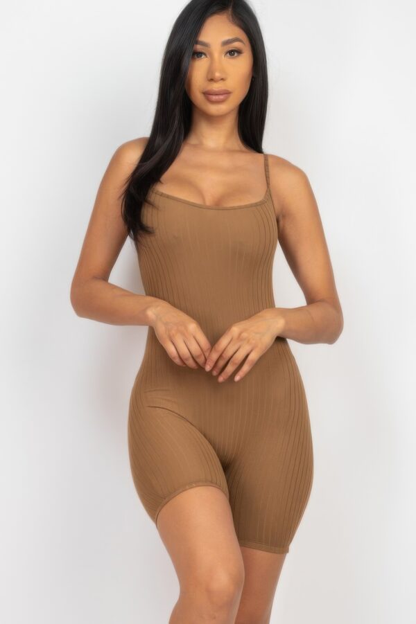 Ribbed Bodycon Romper – Scoop Neck & Spaghetti Straps