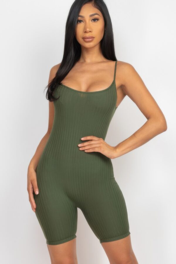 Ribbed Bodycon Romper – Scoop Neck & Spaghetti Straps