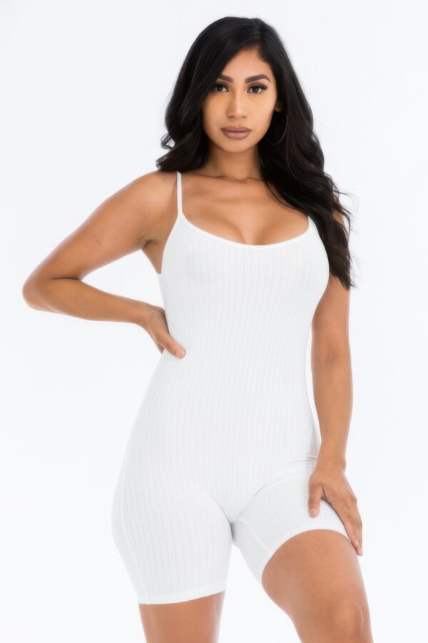 Ribbed Bodycon Romper – Scoop Neck & Spaghetti Straps
