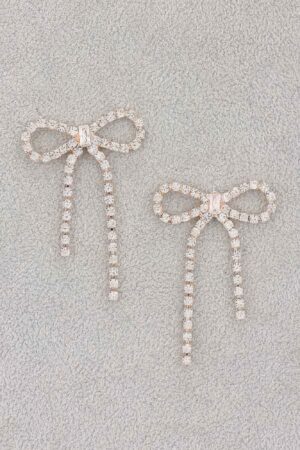 Rhinestone Ribbon Earrings – Bow Accent