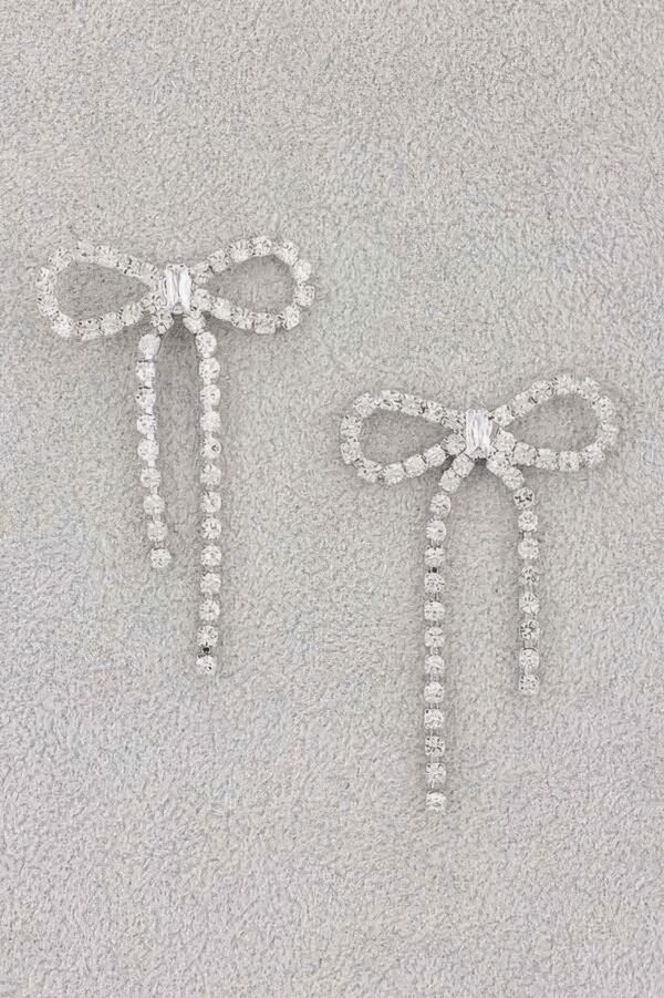 Rhinestone Ribbon Earrings – Bow Accent