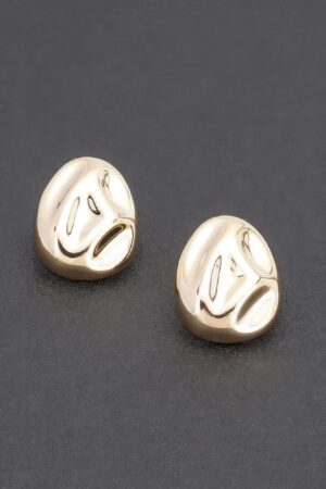 Vintage Oval Stud Earrings – Gold-Dipped Post