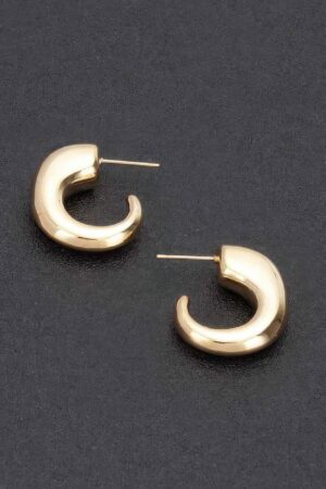 Seamless Vintage Metal Hoop Earrings – Gold-Dipped Post