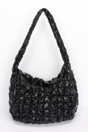 Quilted Metallic Padded Crossbody Bag – Oversized Handle
