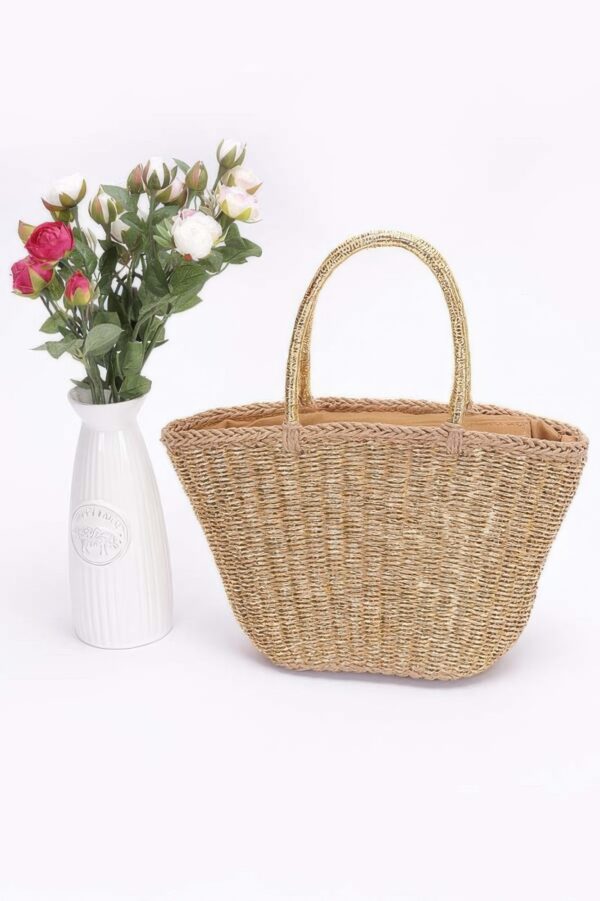 Faux Straw Sunshine Tote – Basket-Style Beach Bag