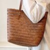 Braided PVC Tote Bag – Rustic Woven Design