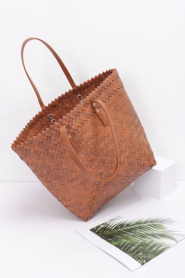 Braided PVC Tote Bag – Rustic Woven Design