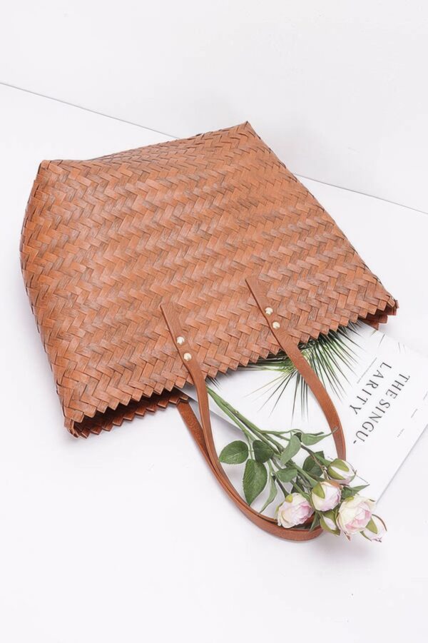 Braided PVC Tote Bag – Rustic Woven Design