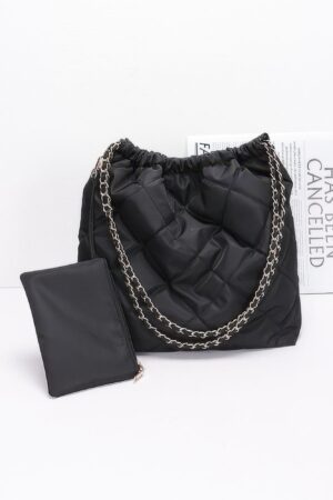 Quilted Chain Shoulder Bag with Detachable Mini Bag