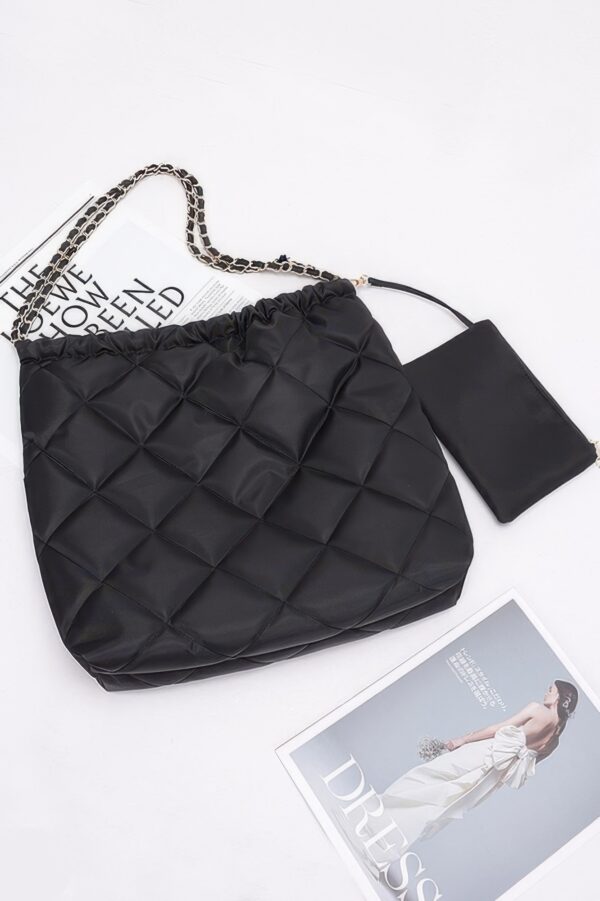 Quilted Chain Shoulder Bag with Detachable Mini Bag