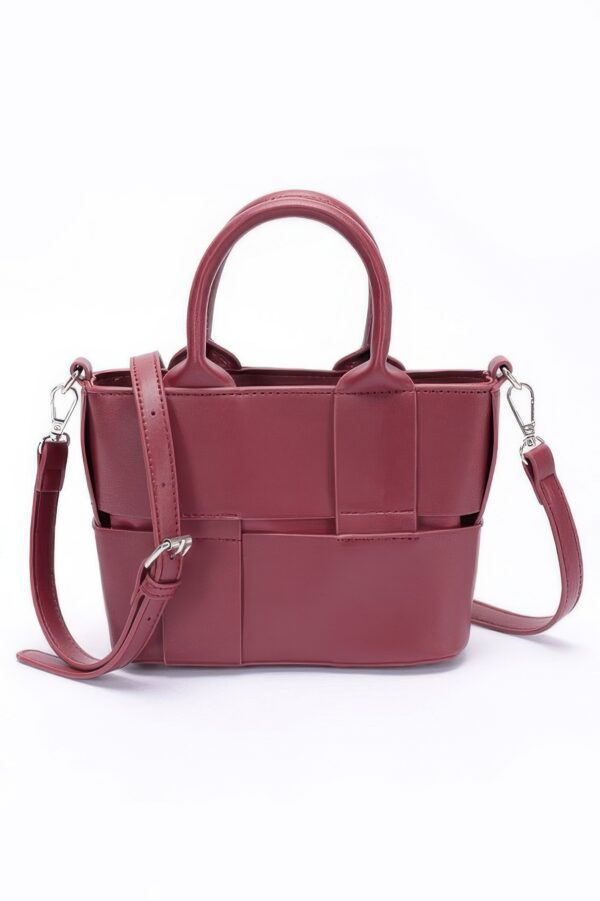 Faux Leather Tote – Polished Finish, Compact Carryall