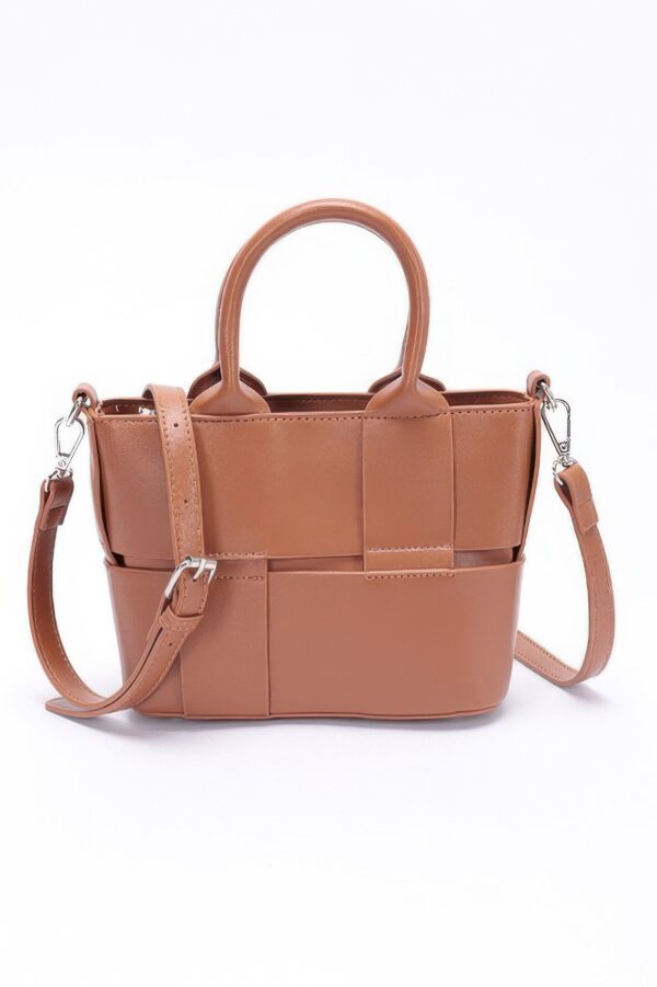 Faux Leather Tote – Polished Finish, Compact Carryall