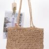 Faux Straw Multi-Flower Crochet Tote Bag