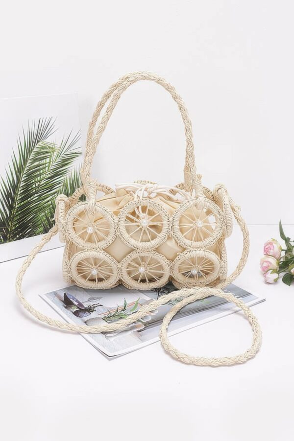 Handmade Faux Straw Round Crossbody Bag – Multi