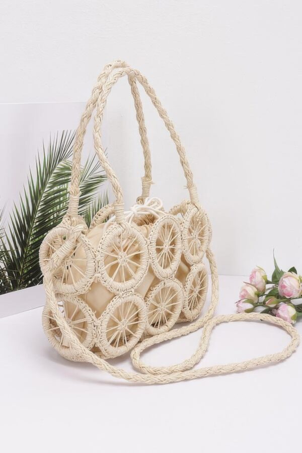 Handmade Faux Straw Round Crossbody Bag – Multi