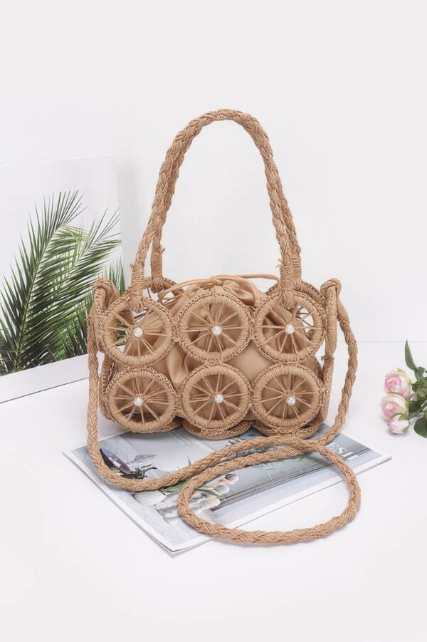 Handmade Faux Straw Round Crossbody Bag – Multi