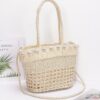 Faux Straw Basket-Weave Shell Tote with Handles