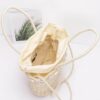 Faux Straw Basket-Weave Shell Tote with Handles