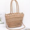 Faux Straw Basket-Weave Shell Tote with Handles