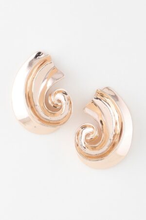 Gold-Tone Conch Shell Swirl Statement Earrings