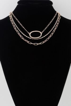Triple Open Oval Chain Necklace – Gold-Tone
