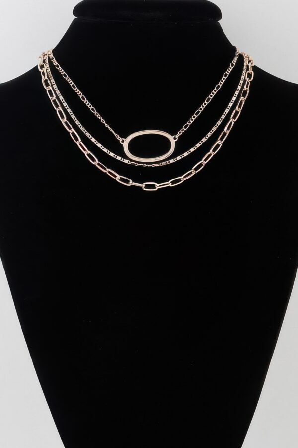 Triple Open Oval Chain Necklace – Gold-Tone