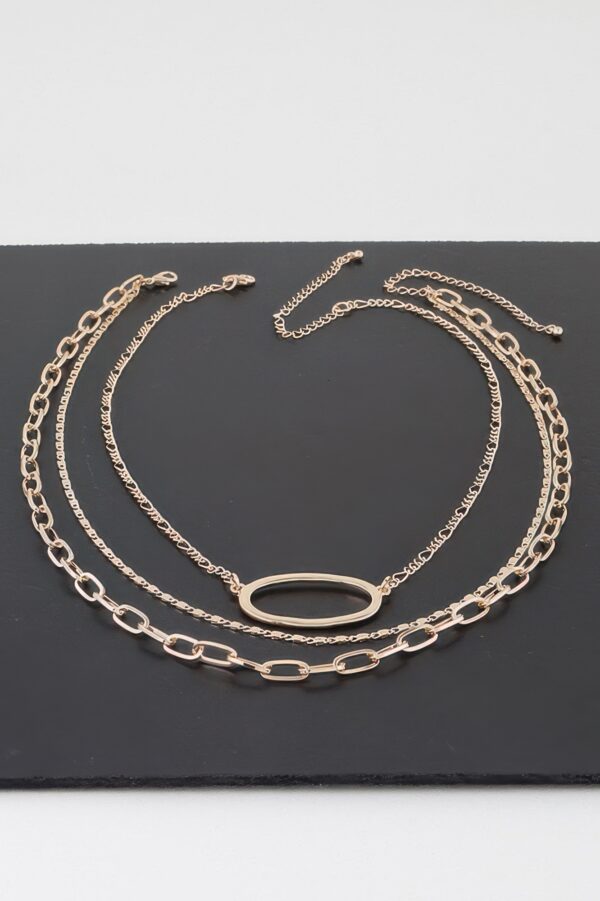Triple Open Oval Chain Necklace – Gold-Tone