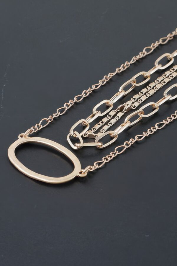 Triple Open Oval Chain Necklace – Gold-Tone