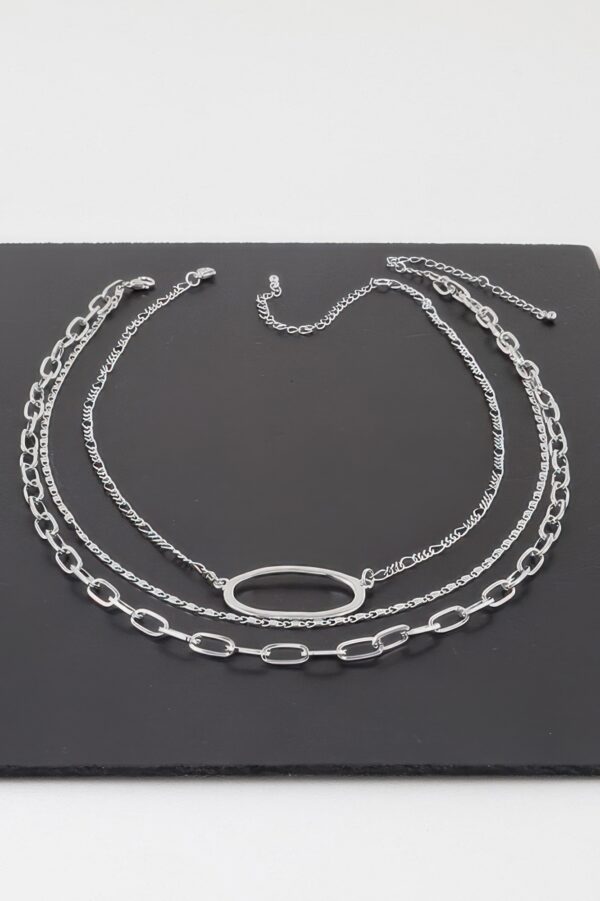 Triple Open Oval Chain Necklace – Gold-Tone