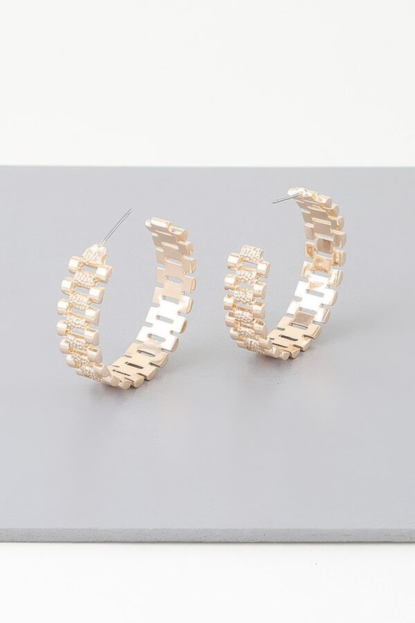 Triple Box Chain Hoop Earrings – Polished Layered Hoops