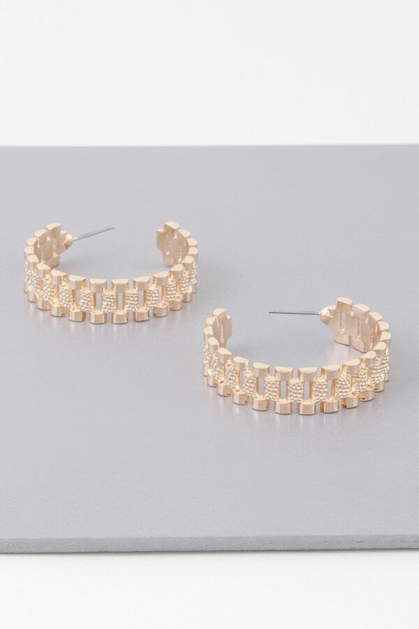 Triple Box Chain Hoop Earrings – Polished Layered Hoops