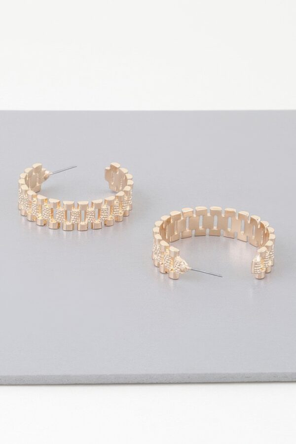 Triple Box Chain Hoop Earrings – Polished Layered Hoops