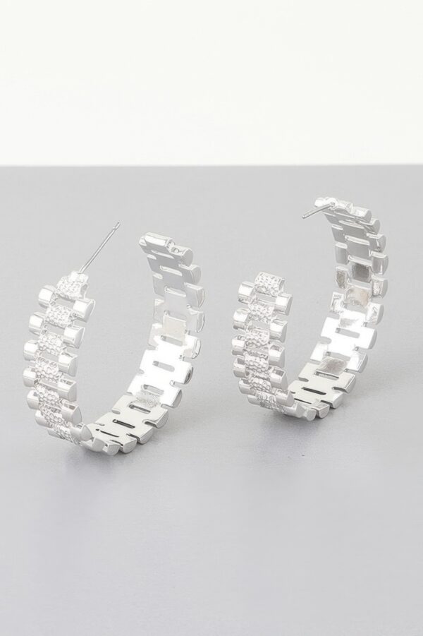 Triple Box Chain Hoop Earrings – Polished Layered Hoops