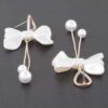 Pearl Blossom Bowknot Earrings – White Pearl Accent