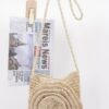 Handmade Faux Straw Big Flower Crossbody Bag