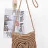 Handmade Faux Straw Big Flower Crossbody Bag