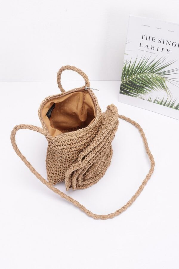 Handmade Faux Straw Big Flower Crossbody Bag