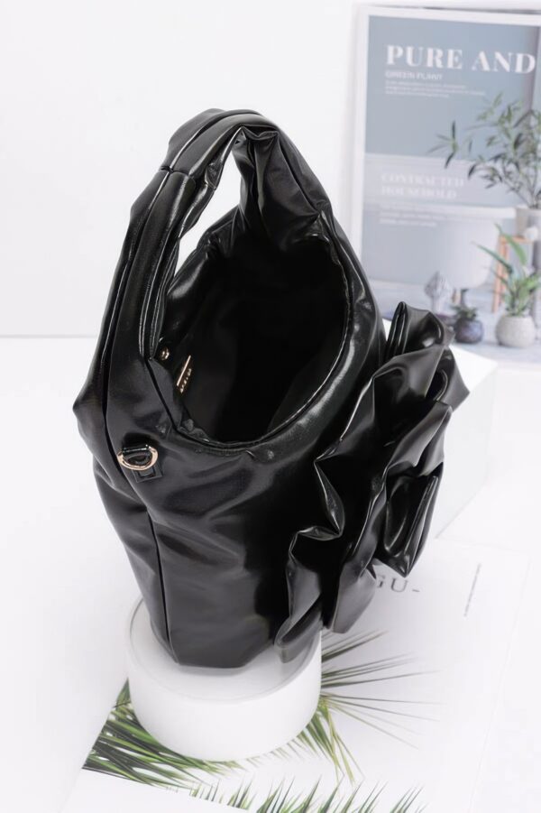 Metallic Sculptural Flower Handle Handbag