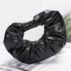 Metallic Ruffled Hobo Bag with Chain Handle